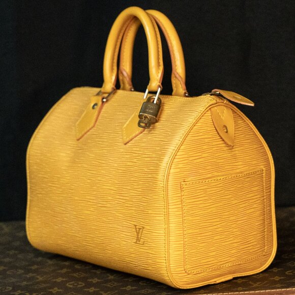 Louis Vuitton Handbags - LOUIS VUITTON Speedy 25 Epi Leather Yellow with LV Lock and Key